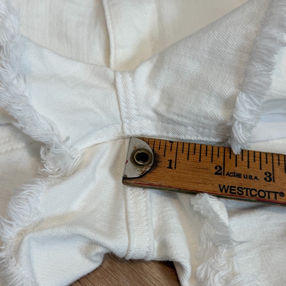 Eunina White Super High Rise Distressed Cut Off Denim Shorts Small - Picture 6 of 6